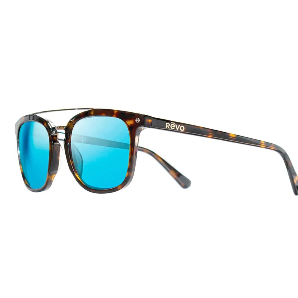 Revo Atlas Polarized Sunglasses - Black Frames with Reflective Blue Lenses - Picture 2 of 8